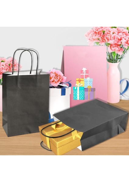 22X10X29 90 Gsm Burgu Saplı Siyah Kraft Çanta (50 Adet) modelleri