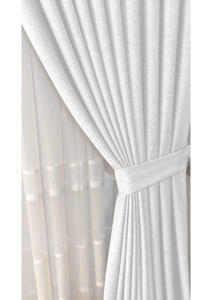 Keten Fon Perde 1/3 Sık Pileli Dikim Korniş Için Tek Kanat(30 Renk)