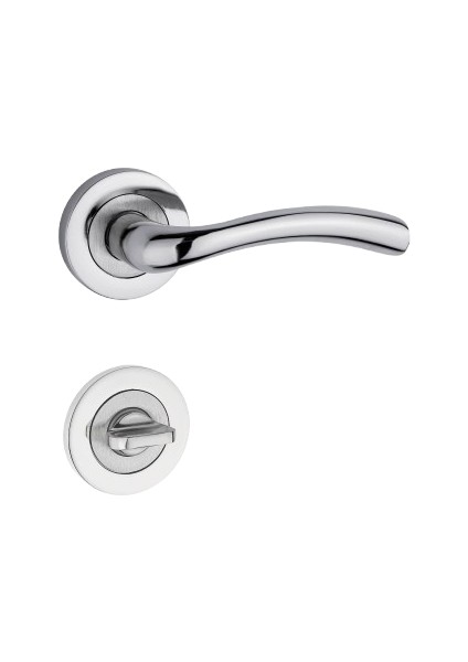 Kuğu Kol Yuvarlak Rozetli Nikel Saten Wc Kapı Kolu