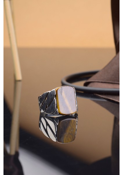 Kaplangözü Taşlı 925 Ayar Gümüş Erkek Yüzük modelleri