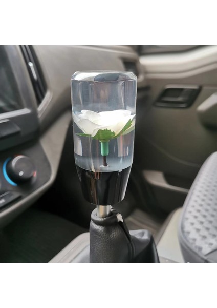 Şık Beyaz Çiçek Desenli 10 cm Vites Topuzu