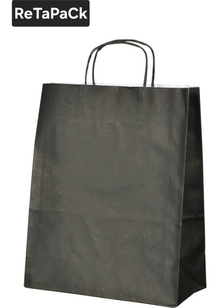22X10X29 90 Gsm Burgu Saplı Siyah Kraft Çanta (100 Adet) fırsatları