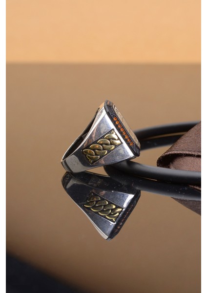 Mührü Süleyman Işlemeli Kenarları Taş Detaylı 925 Ayar Gümüş Erkek Yüzük fiyatları