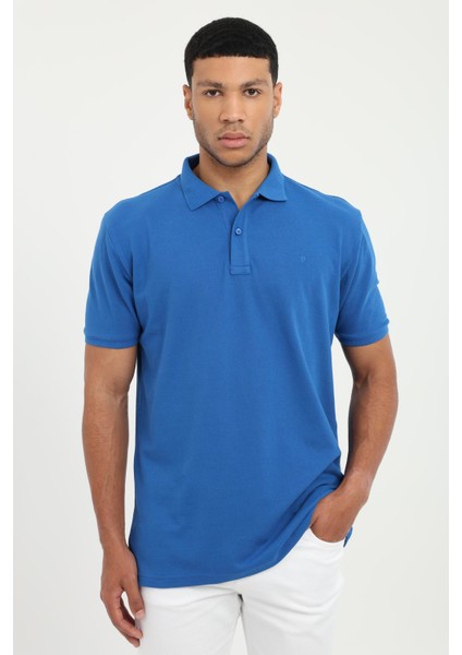 Saks Polo Yaka Pamuklu Düz Renk Slim Fit Erkek T