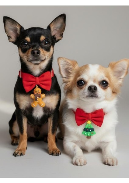 Kurabiye Adam Küçük Irk Köpek Papyon Tasması | Kırmızı Fiyonk Boyun Aksesuarı | Noel Temalı Köpek Süsü fırsatları
