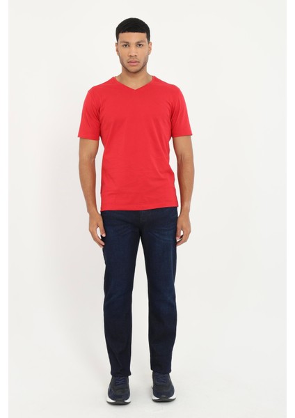 Kırmızı V Yaka Basic Slim Fit T modelleri