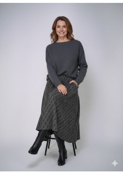 Kadın Kışlık Parçalı Anne Etek Balıksırtı Desenli Şardonlu Beli Lastikli Pamuklu Dokulu modelleri