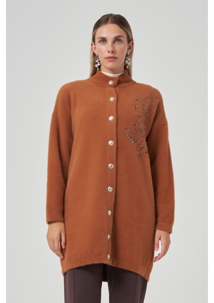 Nakış Işleme Detay Hırka 7007 Tarçın