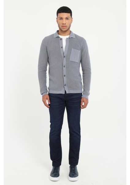 Gri Düğmeli Düz Regular Fit Erkek Triko Hırka fiyatları