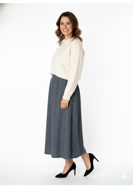 Kadın Kışlık Parçalı Anne Etek Balıksırtı Desenli Şardonlu Beli Lastikli Pamuklu Dokulu fiyatları