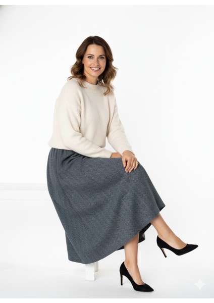 Kadın Kışlık Parçalı Anne Etek Balıksırtı Desenli Şardonlu Beli Lastikli Pamuklu Dokulu modelleri