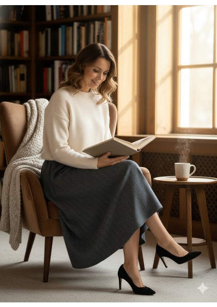 Kadın Kışlık Parçalı Anne Etek Balıksırtı Desenli Şardonlu Beli Lastikli Pamuklu Dokulu fırsatları