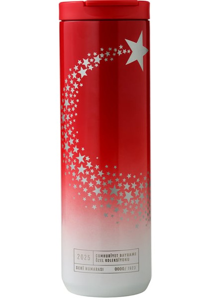 ® Paslanmaz Çelik Termos - Cumhuriyet Bayramı 2025 Tasarımlı - Özel Seri Numaralı - Kırmızı - 473 ml