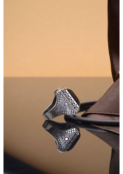 Sultanit Taşlı Desenli 925 Ayar Gümüş Erkek Yüzük fiyatları