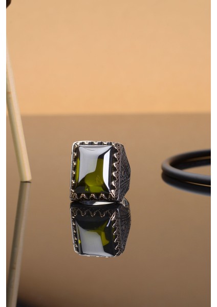 Sultanit Taşlı Desenli 925 Ayar Gümüş Erkek Yüzük modelleri