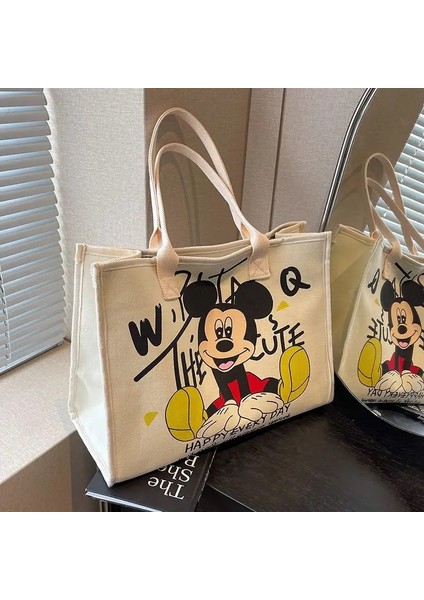 Büyük Kapasiteli Karikatür Çanta Kadınlar Moda Alışveriş Çantaları Anne Tek Omuz Tote Çanta Basit ve Atmosferik Tasarım Color: 009 (Yurt Dışından)