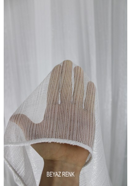 Simli Düz Çizgili Döner Tül Seyrek (1 x 2) Pileli