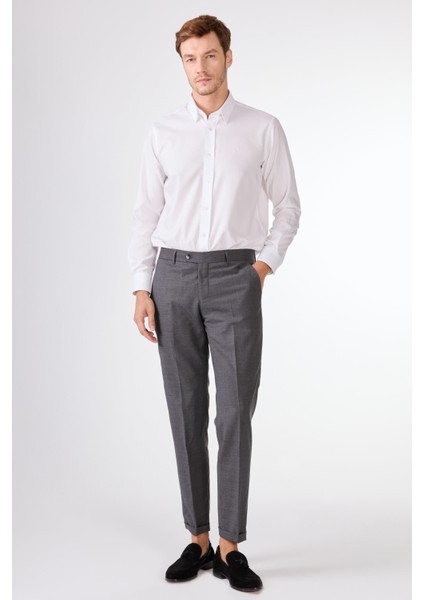 Gri Düz Renk Yünlü Slim Fit Erkek Takım Elbise fiyatları