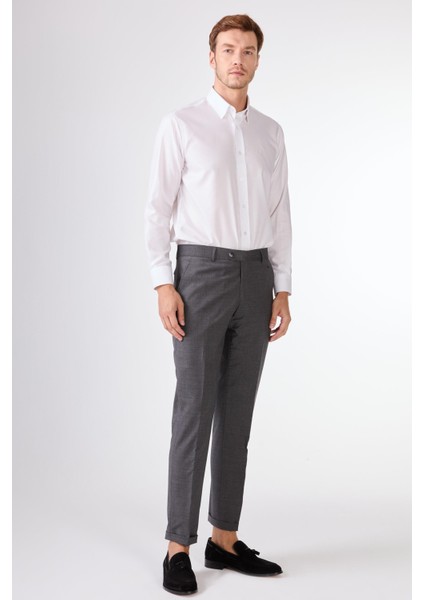 Gri Düz Renk Yünlü Slim Fit Erkek Takım Elbise fırsatları