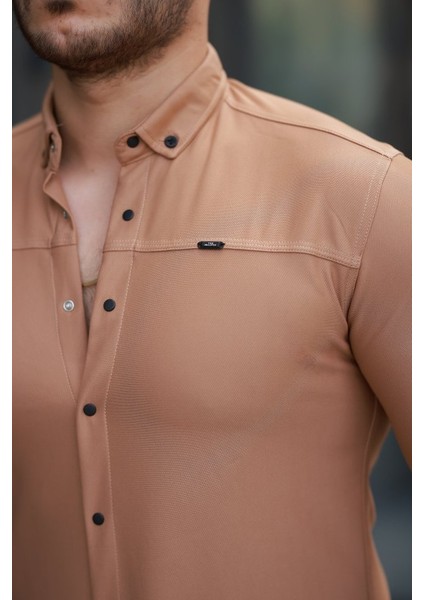 Erkek Çıtçıt Düğmeli Dikiş Detaylı Uzun Kollu Gömlek modelleri