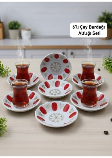 ‘’melamin Kırılmaz Kırmızı Kahveci Çay Tabağı 6’lı’’ modelleri