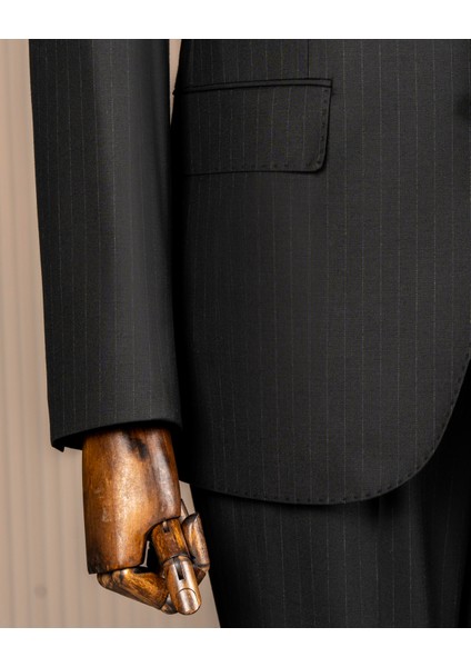 Italyan Stil Slim Fit Sivri Yaka Ceket Pantolon Takım Elbise Siyah T14758 fırsatları