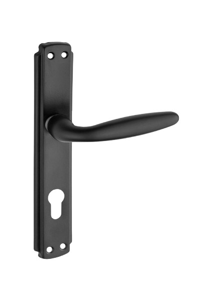 Tombik Kol Aynalı Siyah Yale Kapı Kolu