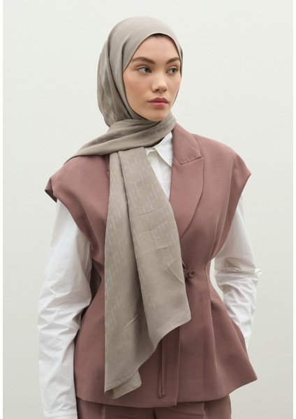 Monogram Pamuk Floş Jakarlı Şal Gümüş