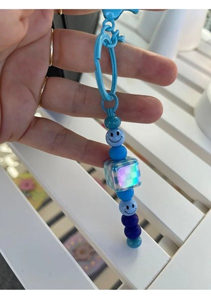 Mavi Gülen Yüz - Smiley Anahtarlık/çanta Aksesuarı modelleri