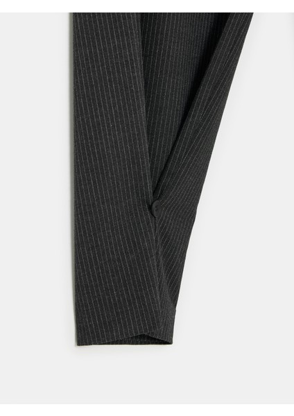 72222 Paçası Düğme Detaylı Kumaş Pantolon-Antrasit