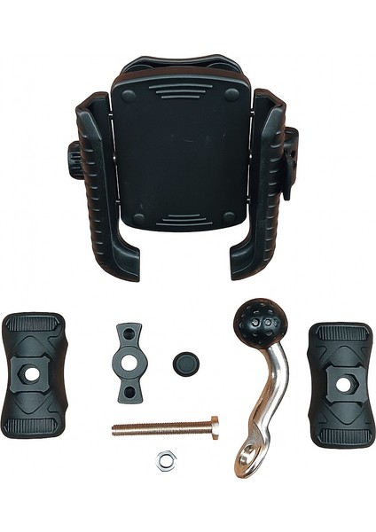 Titreşim Önleyicili Amortisörlü Motosiklet Telefon Tutucu–ayna Bağlantılı, 360° Döner Başlıklı