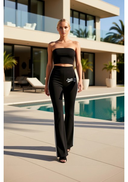 Kadın Alt Üst Üçlü Rahat Kesim Nakış Detaylı Fermuarlı Ceket Crop Üst Ispanyol Paça Eşofman Takımı fiyatları