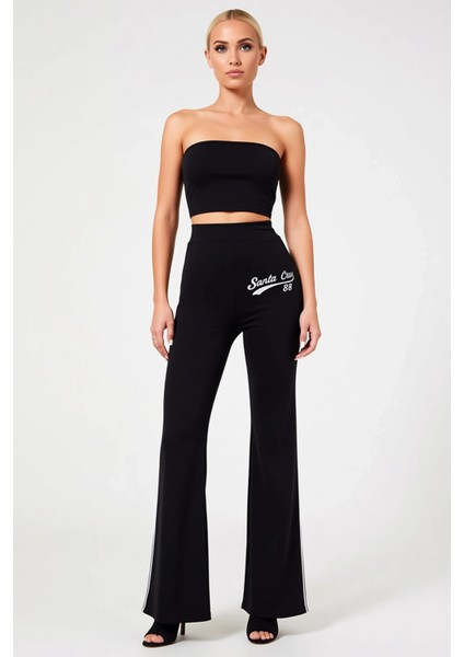 Kadın Alt Üst Üçlü Rahat Kesim Nakış Detaylı Fermuarlı Ceket Crop Üst Ispanyol Paça Eşofman Takımı fırsatları