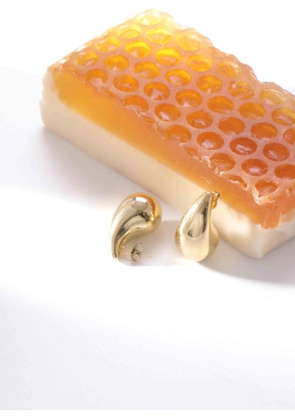 Damla Formlu Kaplama Gold Çelik Kadın Küpe modelleri