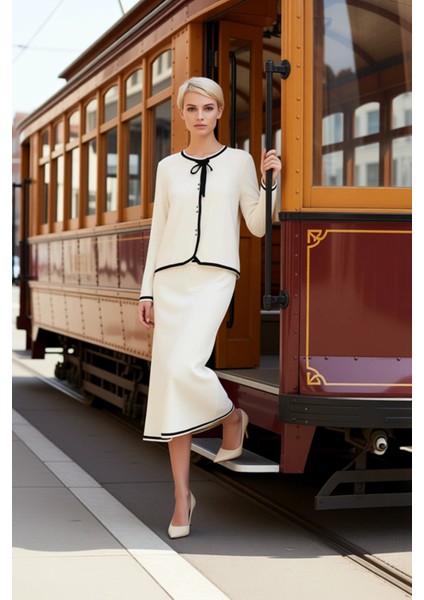 Kadın Alt Üst Biyeli Triko Elbise ve Hırka Takımı Uzun Kollu Rahat ve Şık Kombin Fonksiyonel Zarif modelleri