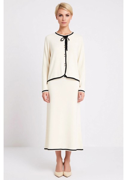 Kadın Alt Üst Biyeli Triko Elbise ve Hırka Takımı Uzun Kollu Rahat ve Şık Kombin Fonksiyonel Zarif fırsatları