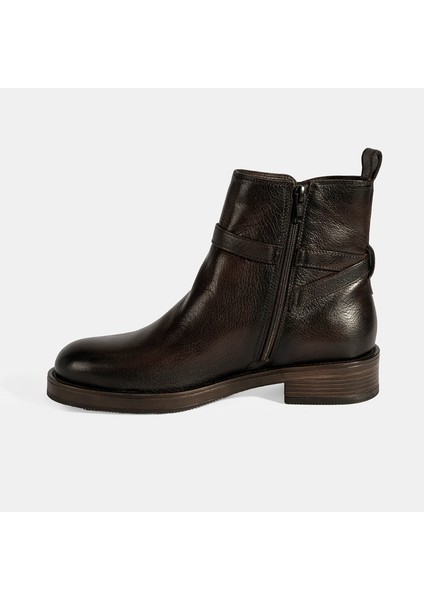 Kadın Kahve Ayarlanabilir Tokalı Deri Bot modelleri