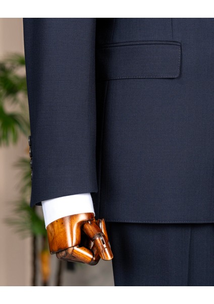 Italyan Stil Slim Fit Kruvaze Ceket Pantolon Takım Elbise Lacivert T14737 fırsatları