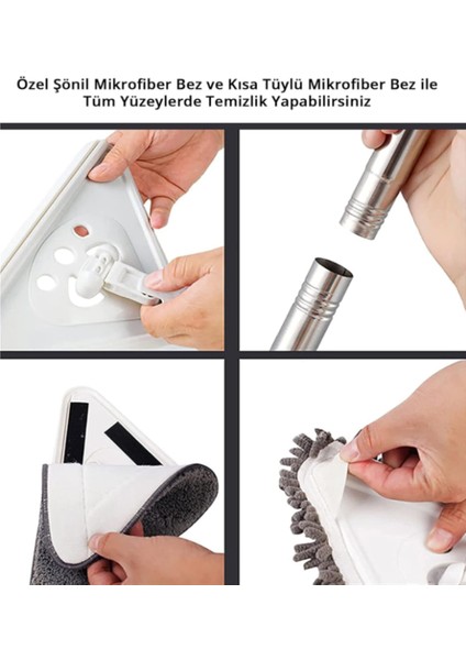 ( 3 Bezli ) Üçgen Mop Cam Silme ve Profesyonel Temizlik Seti Aparatı Paspas Mop modelleri
