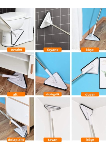 ( 3 Bezli ) Üçgen Mop Cam Silme ve Profesyonel Temizlik Seti Aparatı Paspas Mop fırsatları