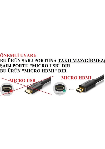 Micro HDMI To HDMI Dönüştürücü Adaptör – Tablet, Kamera, Laptop, Tv Uyumlu modelleri