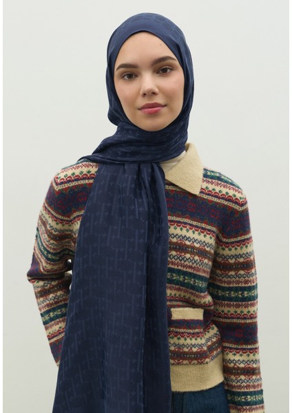 Monogram Pamuk Floş Jakarlı Şal Gece Mavisi fırsatları