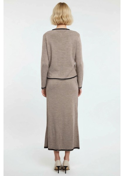 Kadın Alt Üst Biyeli Triko Elbise ve Hırka Takımı Uzun Kollu Rahat ve Şık Kombin Fonksiyonel Zarif indirimleri