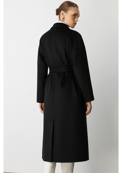 Klasik Uzun Yünlü Siyah Kaşe Kaban indirimleri