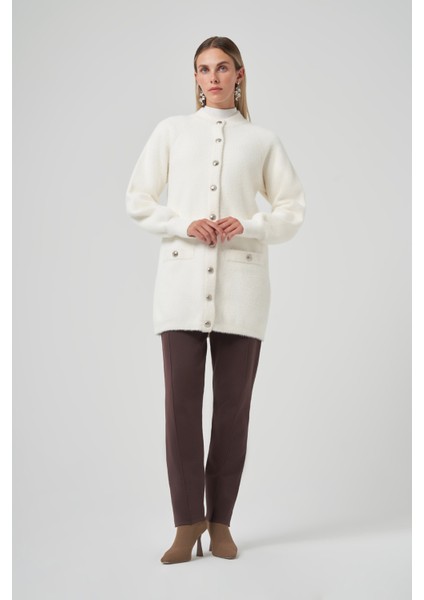 Cep Detay Angora Hırka 7008 Ekru fırsatları