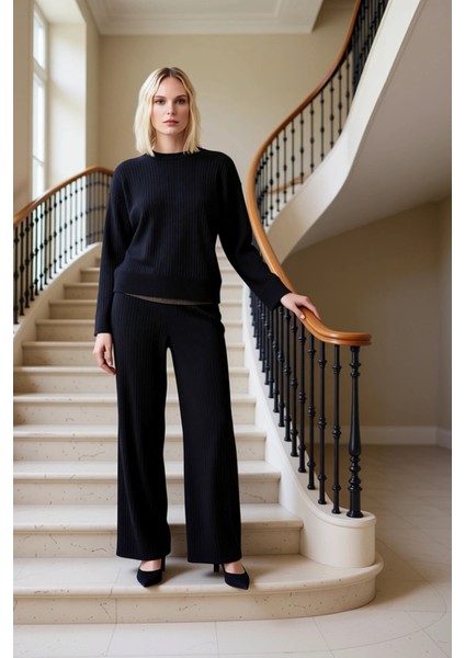 Kadın Alt Üst Fitilli Triko Takım Bisiklet Yaka Düşük Kol Fonksiyonel Dayanıklı Kaliteli Konforlu