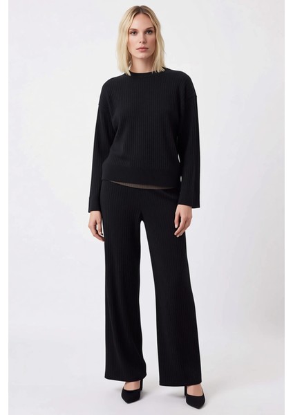 Kadın Alt Üst Fitilli Triko Takım Bisiklet Yaka Düşük Kol Fonksiyonel Dayanıklı Kaliteli Konforlu fırsatları