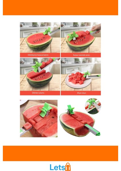 Pratik Paslanmaz Çelik Karpuz Dilimleyici Ergonomik 40CM modelleri
