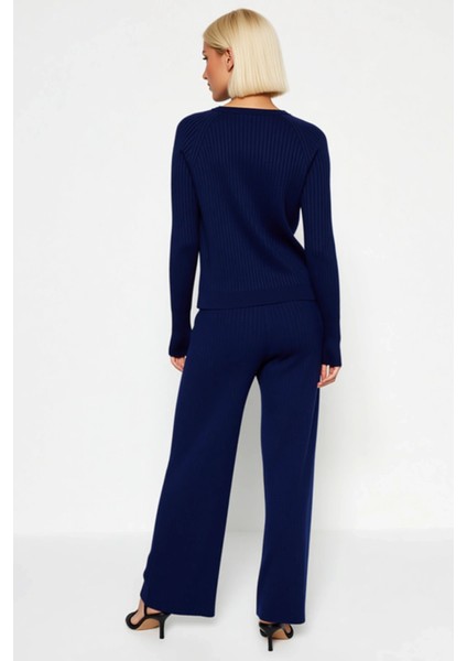 Kadın Alt Üst Fitilli Triko Alt Üst Takım Parmak Detaylı Uzun Kollu Bisiklet Yaka Konforlu Kombin indirimleri
