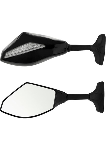 Racing Motorlar Için 10 mm Sinyalli Ayna Seti – LED Işıklı, Şık ve Dayanıklı Yan Ayna Çifti